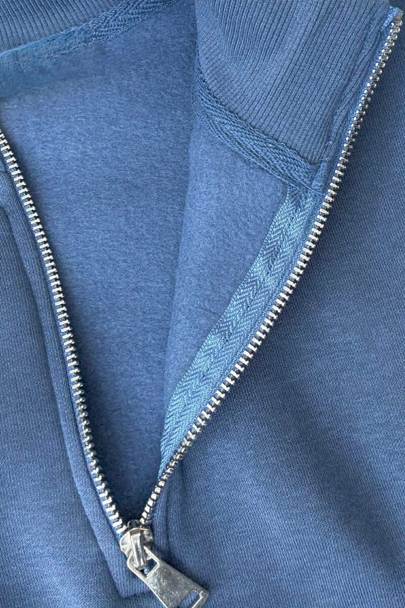 ZIPPER NECK CROPPED FLUFFY WOMEN SWEATSHIRT LIGHTBLUE/BZ - 4