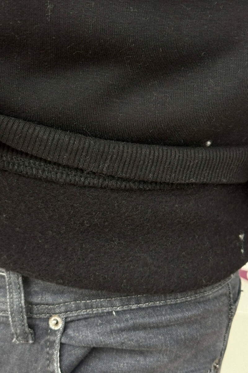 ZIPPER NECK FLUFFY MEN SWEATSHIRT BLACK/ E ZEZE - 4