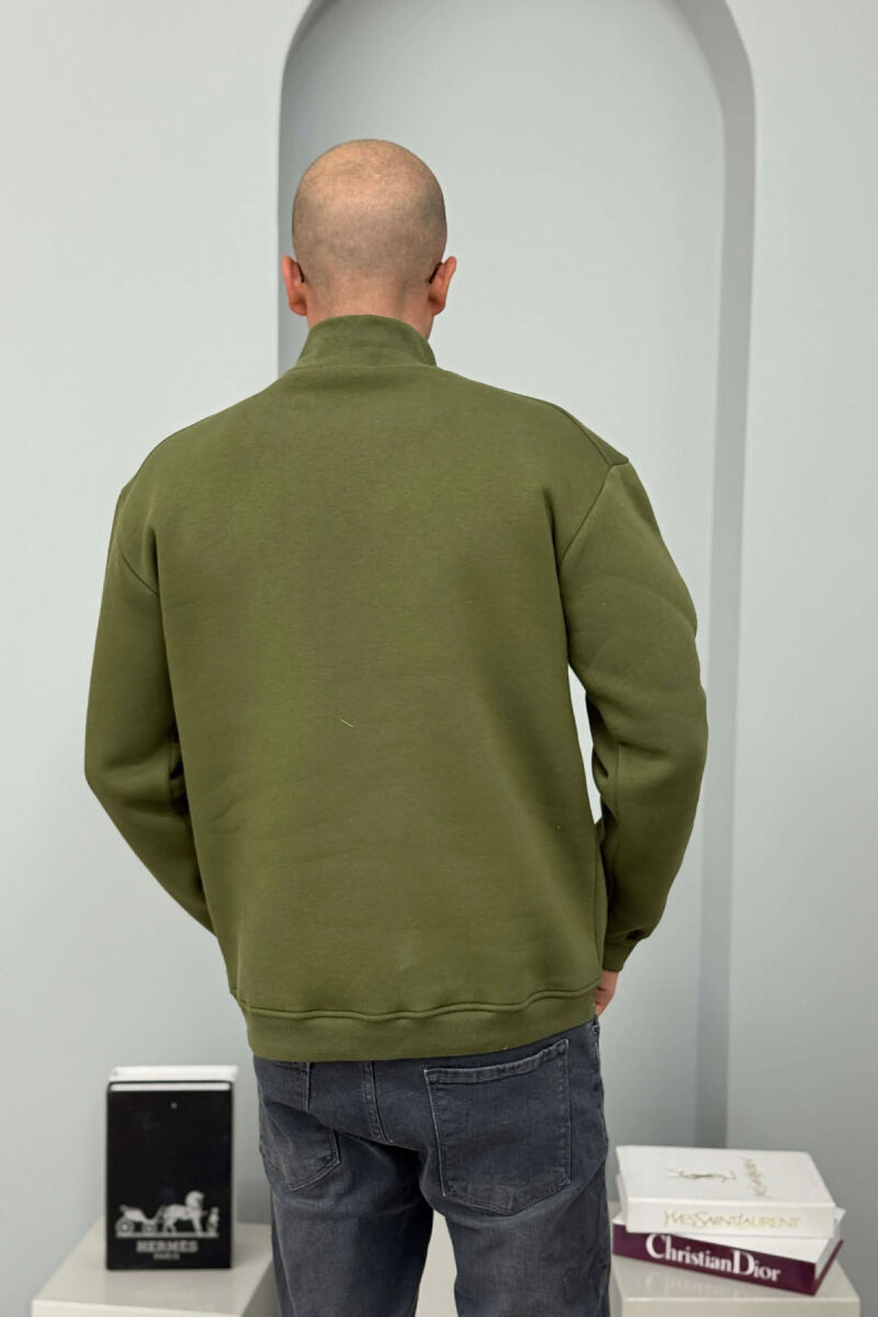 ZIPPER NECK FLUFFY MEN SWEATSHIRT GREEN/JESHILE - 5