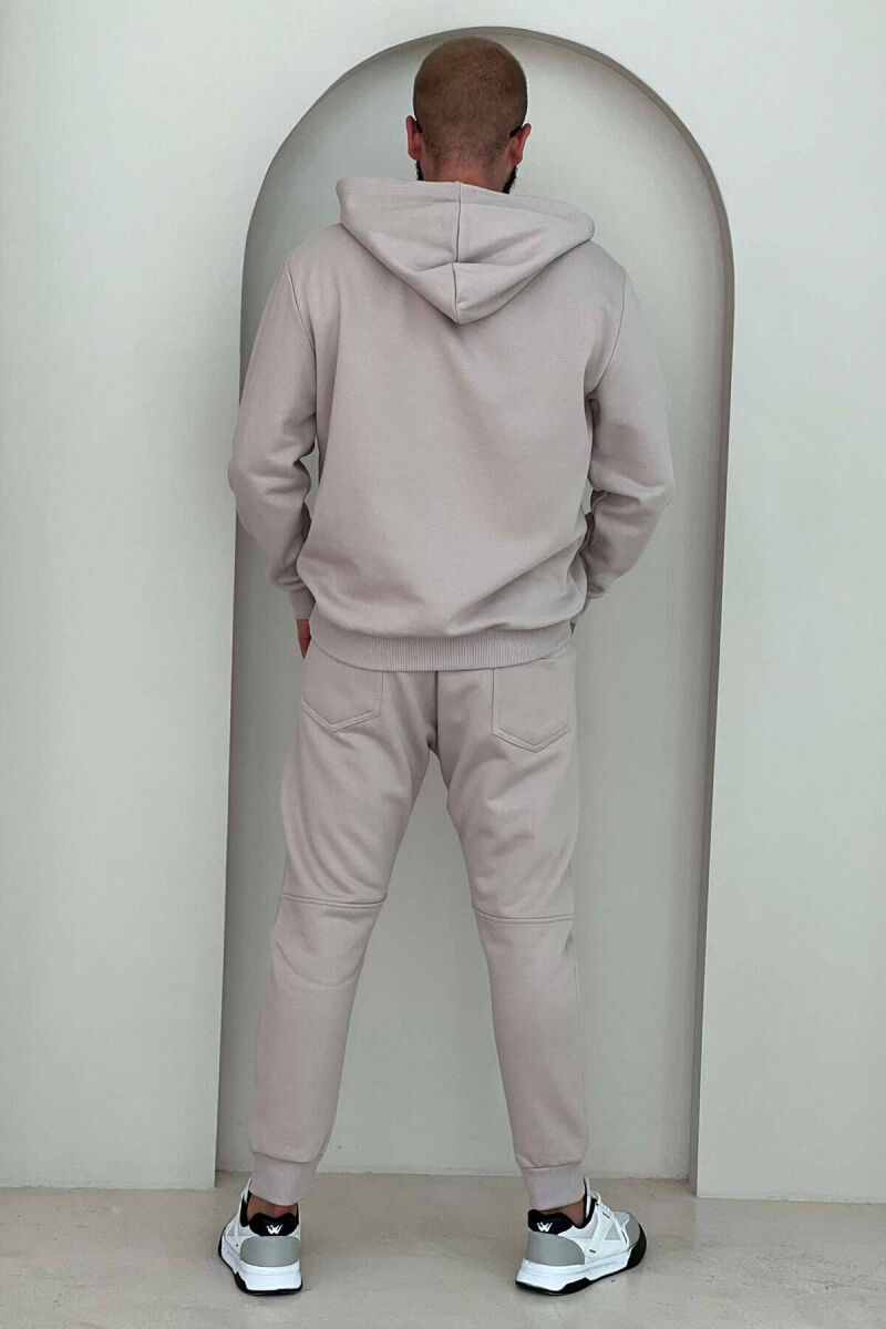 ZIPPER NECK HOODIE+JOGGERS MEN SET BEIGE/BEZHE - 3