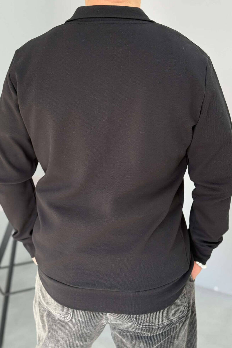 ZIPPER NECK MEN SWEATSHIRT IN BLACK COLOR - 2