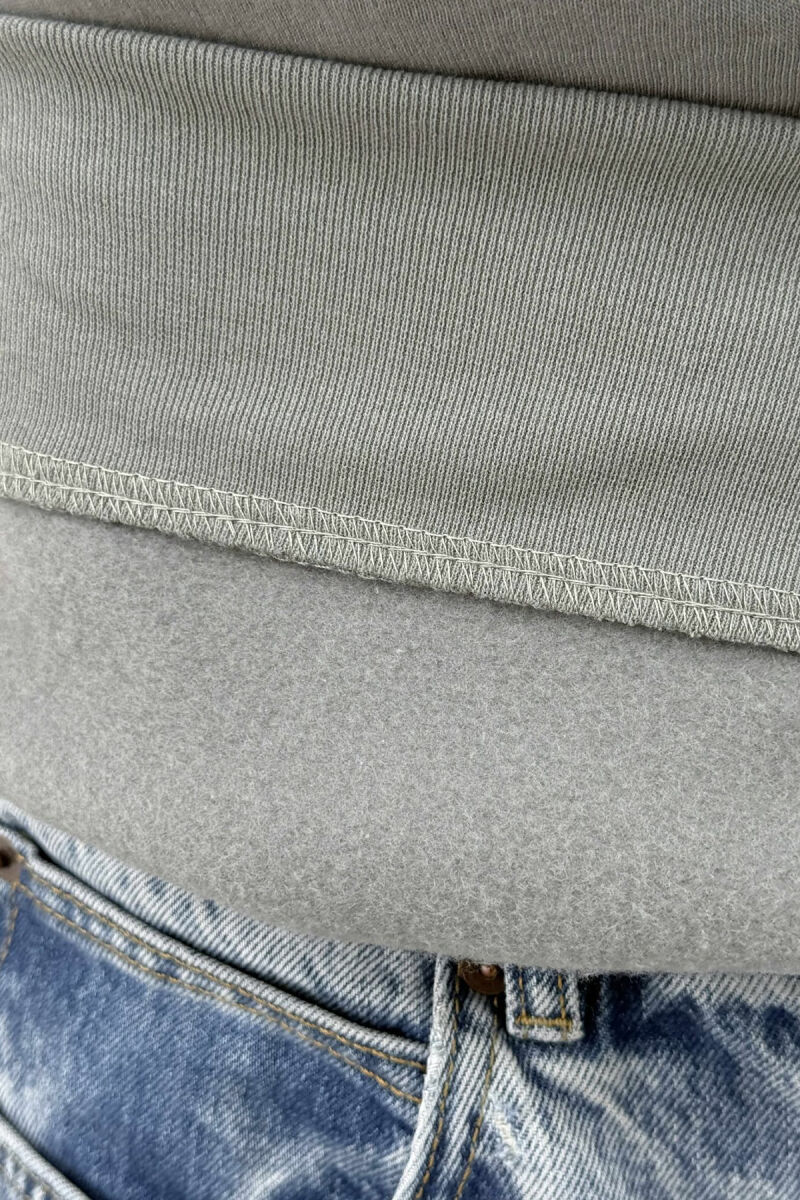 ZIPPER NECK ONE COLOR FLUFFY MEN SWEATSHIRT GREY/GRI - 2