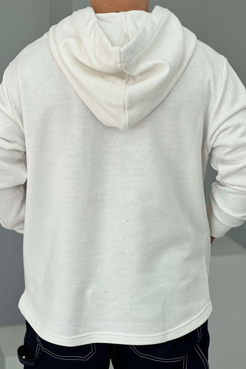 ZIPPER NECK ONE COLOR MEN HOODIE WHITE-E BARDHE - 2