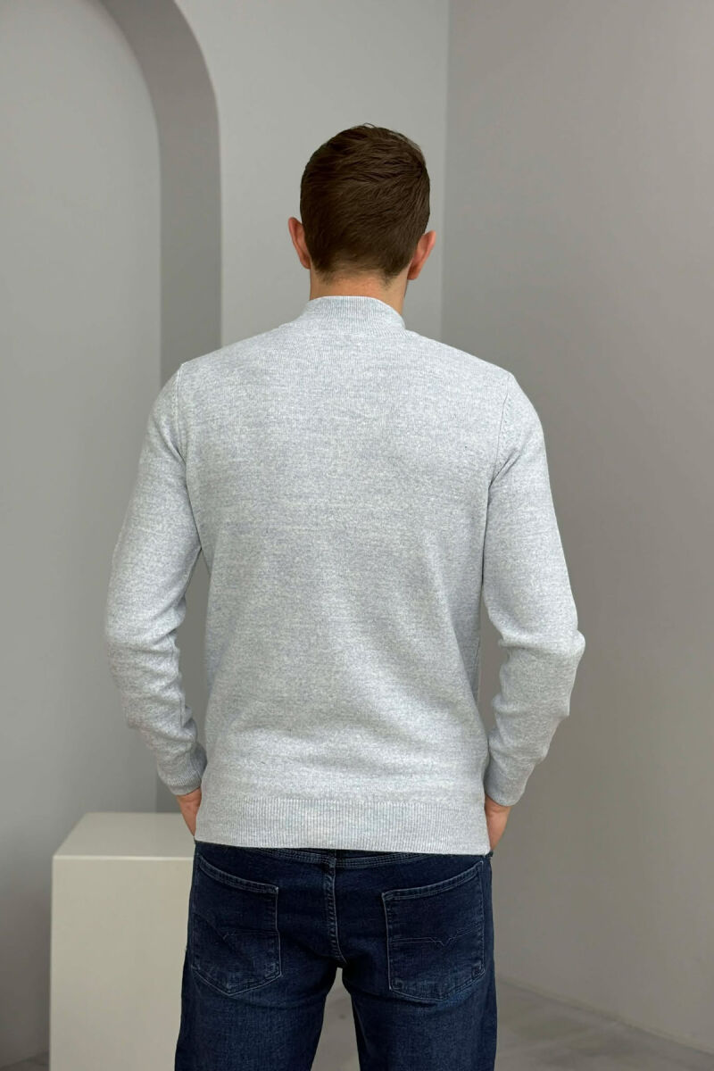 ZIPPER NECK ONE COLOR MEN SWEATER BABY BLUE/BLU BY - 4