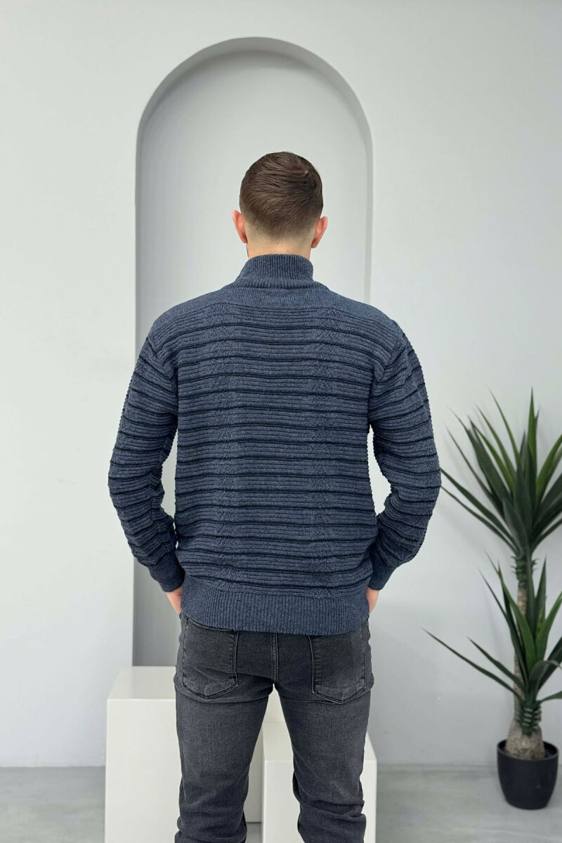 ZIPPER NECK SIMPLE MEN SWEATER BLUE/BLU - 2