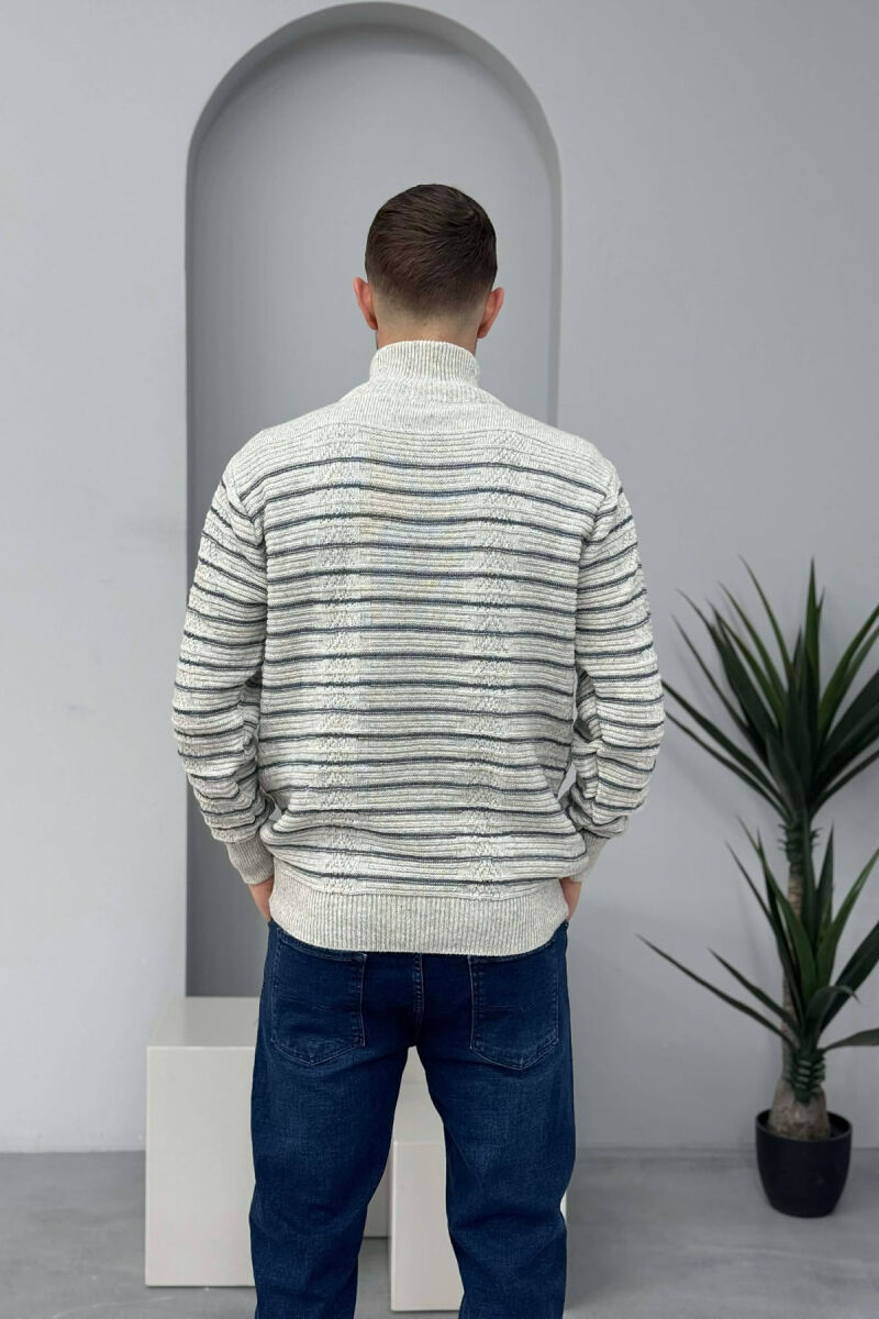 ZIPPER NECK SIMPLE MEN SWEATER LIGHT GREY/GZ - 3