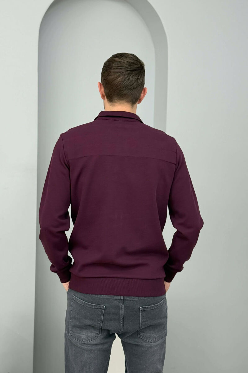 ZIPPER NECK SMALL LOGO MEN SWEATSHIRT BURGUNDY/VISHNJE - 3