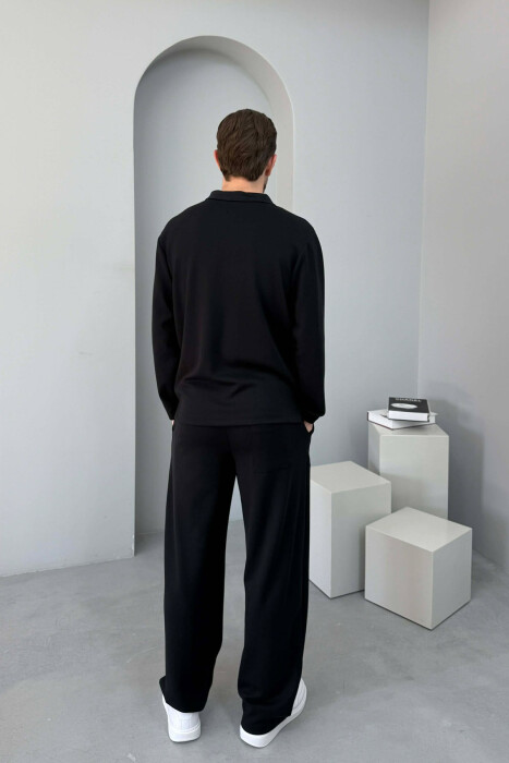 ZIPPER NECK SWEATSHIRT +SWEATPANTS MEN SET BLACK/ E ZEZE - 4