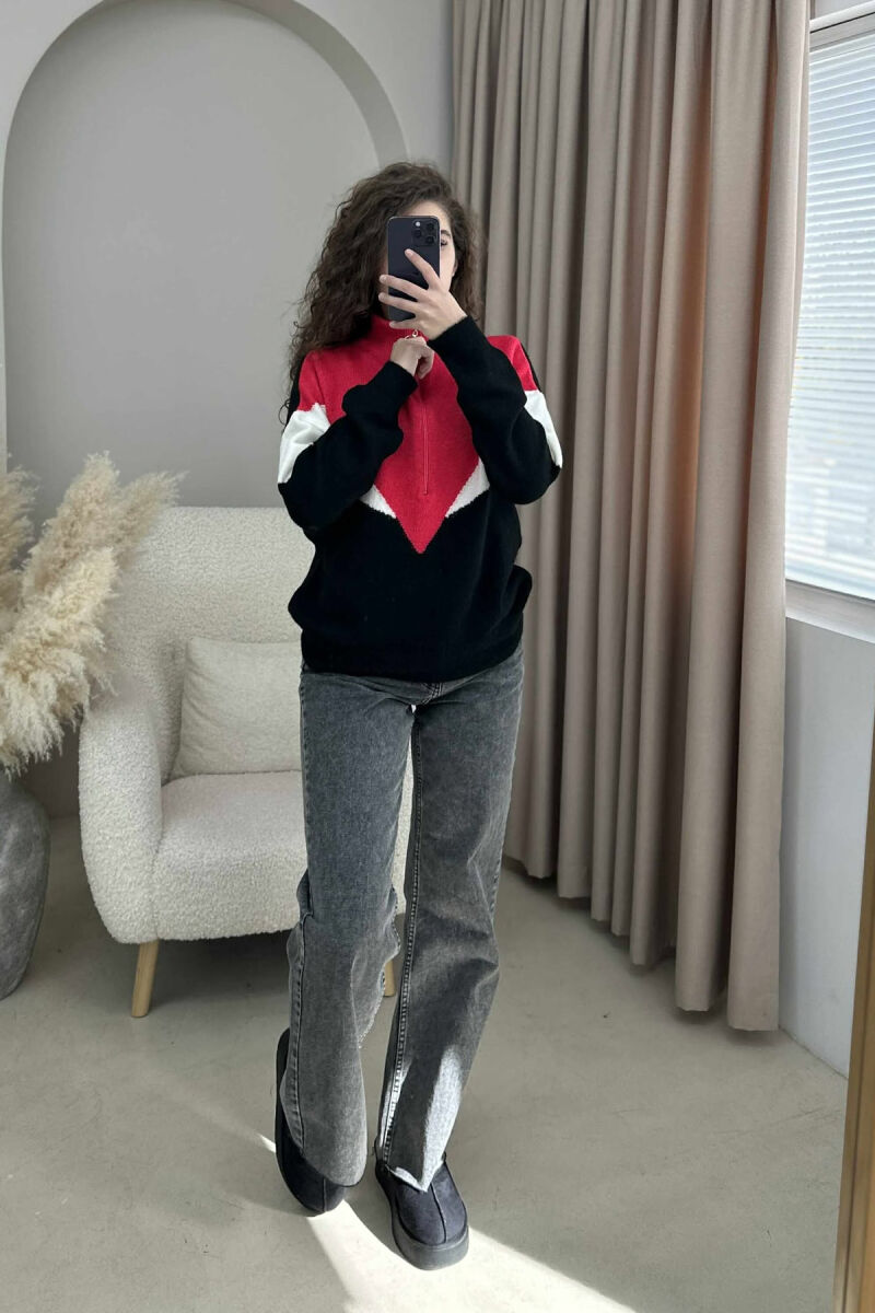 ZIPPER NECK WARM WOMEN SWEATER FUCHSIA/CIKLAMI - 2