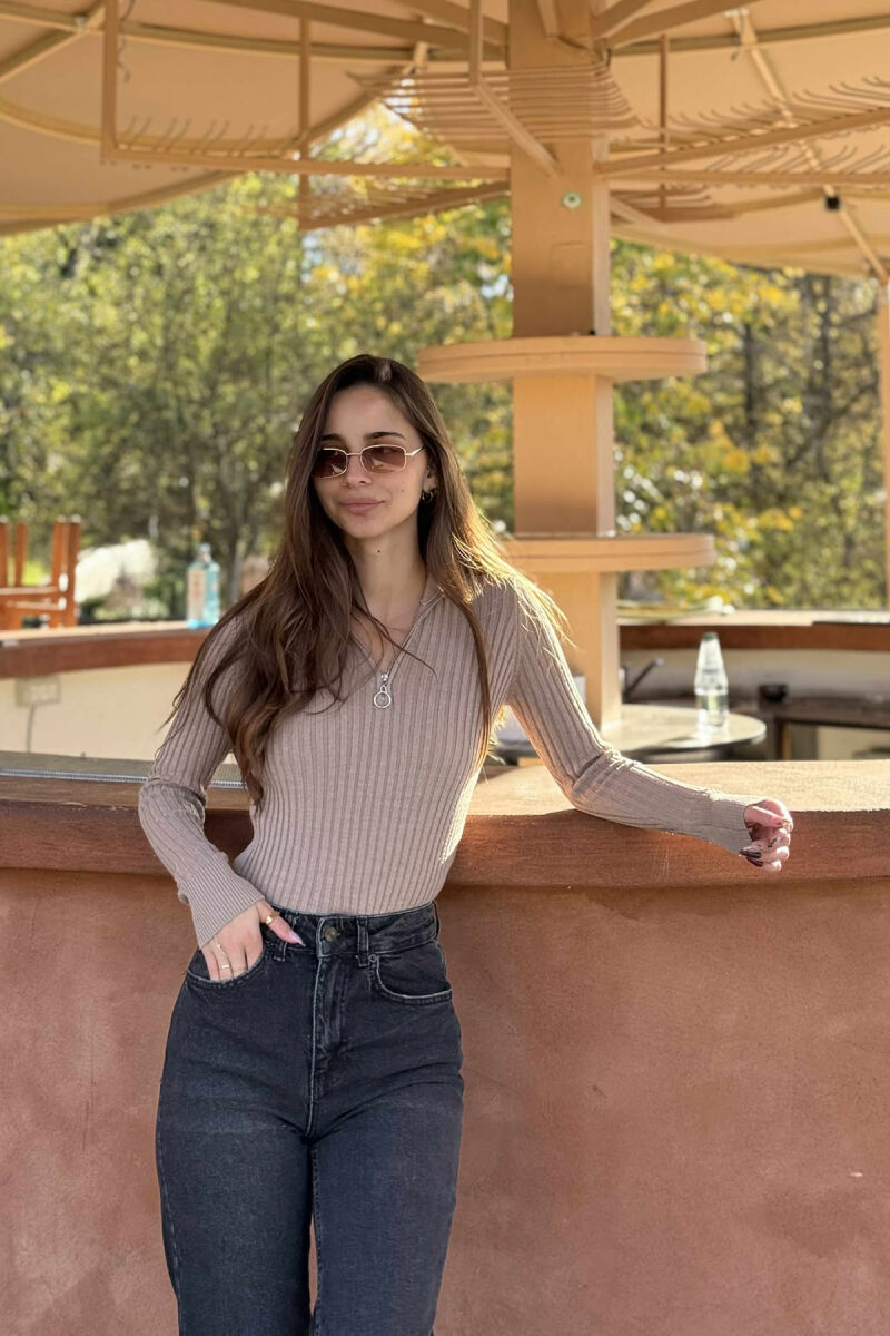 TURTTLE ZIPPER WOMAN SWEATER BROWN/KAFE - 2