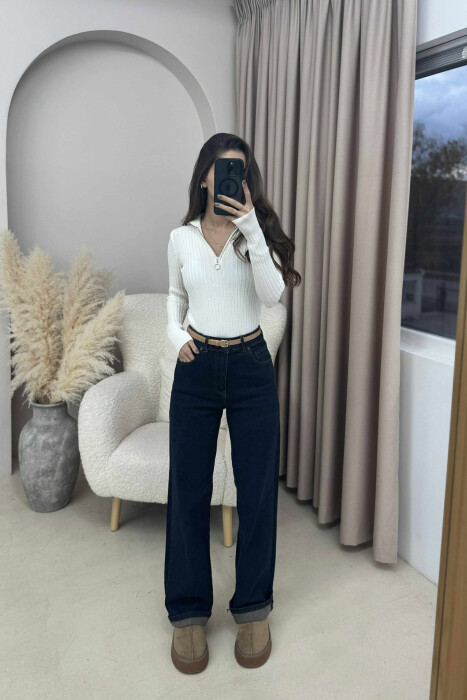 TURTTLE ZIPPER WOMAN SWEATER WHITE-E BARDHE 