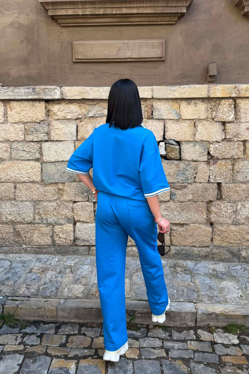 ZIPPER NECK WRITTINGS T-SHIRT + SWEATPANTS WOMAN SET LIGHTBLUE/BZ - 6