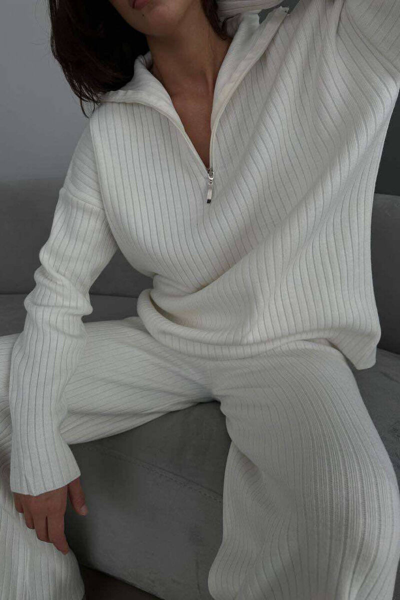 ZIPPER ONE COLOR WOMAN SET CREAM/KREM - 2
