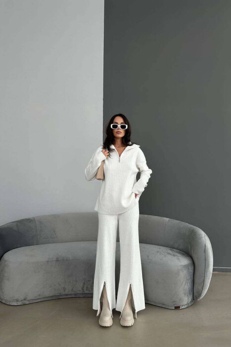 ZIPPER ONE COLOR WOMAN SET CREAM/KREM - 4