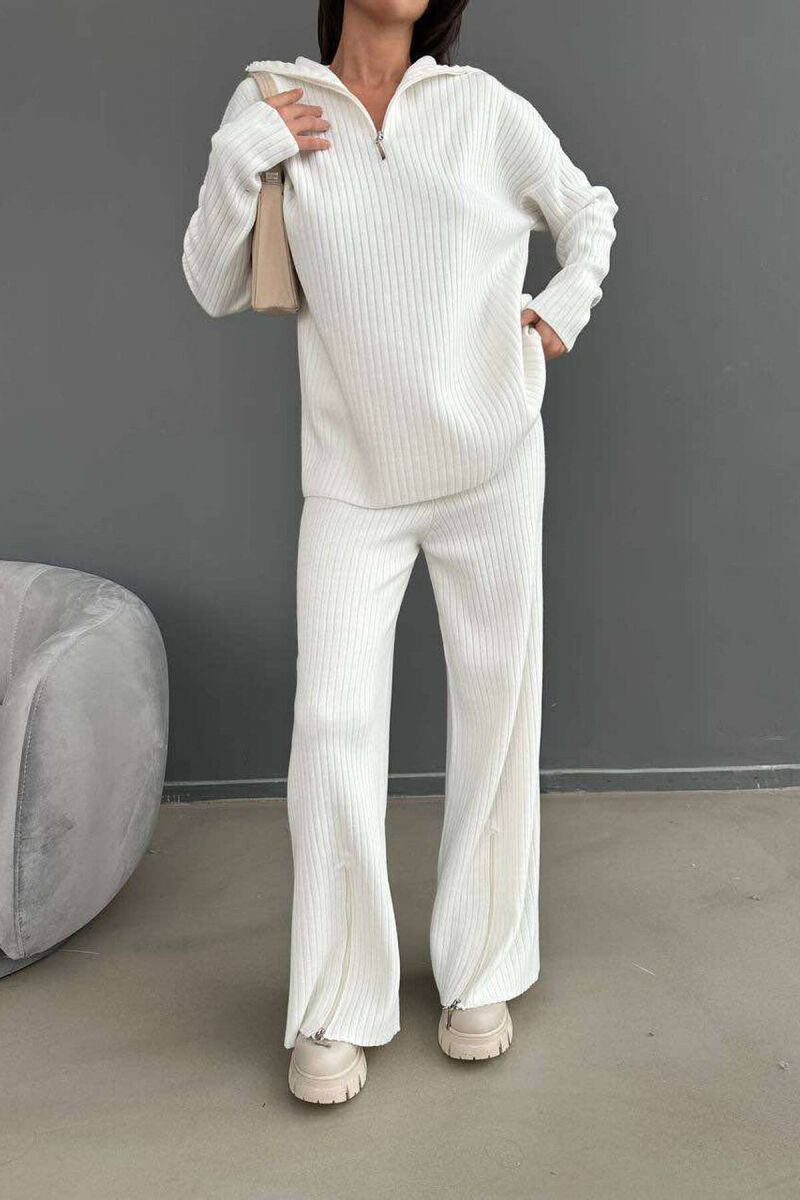 ZIPPER ONE COLOR WOMAN SET CREAM/KREM - 5