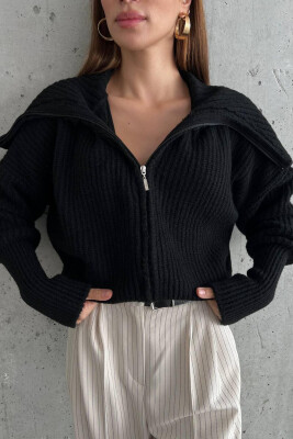 ZIPPER ONE COLOR WOMAN SWEATER BLACK/ E ZEZE - 2