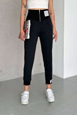 ZIPPER ONE COLOR WOMAN TROUSERS BLACK/ E ZEZE 