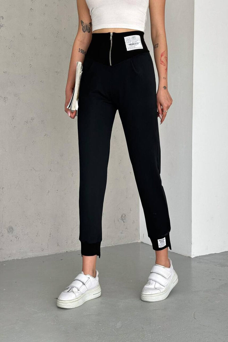 ZIPPER ONE COLOR WOMAN TROUSERS BLACK/ E ZEZE - 2