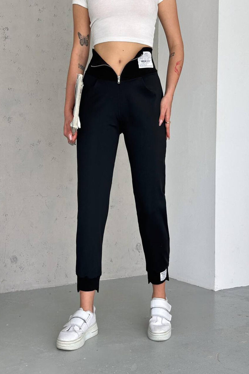 ZIPPER ONE COLOR WOMAN TROUSERS BLACK/ E ZEZE - 3