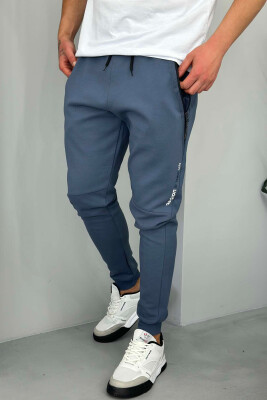 ZIPPER POCKET COTTON MEN SWEATPANTS BLUE/BLU 