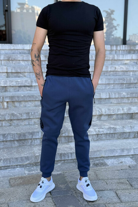 ZIPPER POCKET FLUFFY SIMPLE MEN JOGGERS BLUE/BLU - KLAUDIO FASHION