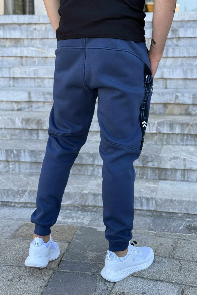 ZIPPER POCKET FLUFFY SIMPLE MEN JOGGERS BLUE/BLU - 3