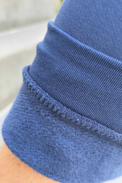FLUFFY ZIPPER POCKET SIMPLE MEN JOGGERS BLUE/BLU - 5