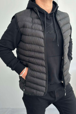 ZIPPER POCKET SIMPLE MEN VEST BLACK/ E ZEZE 