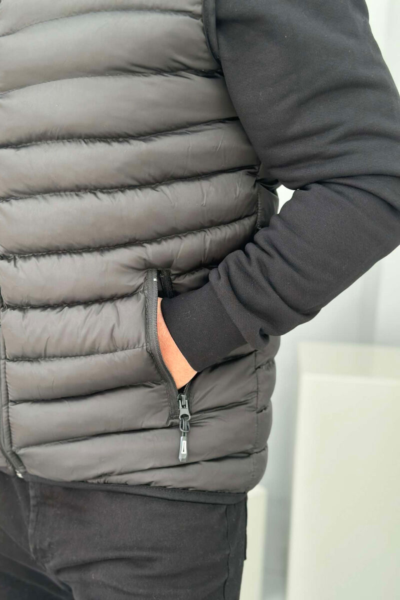 ZIPPER POCKET SIMPLE MEN VEST BLACK/ E ZEZE - 3