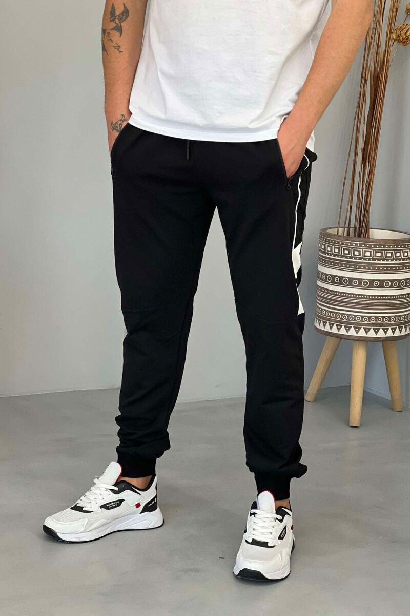 ZIPPER POCKETS MEN SWEATPANTS BLACK/ E ZEZE - 1