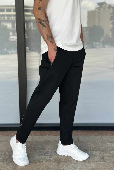 ZIPPER POCKETS ONE COLOR MEN SWEATPANTS BLACK/ E ZEZE - 3