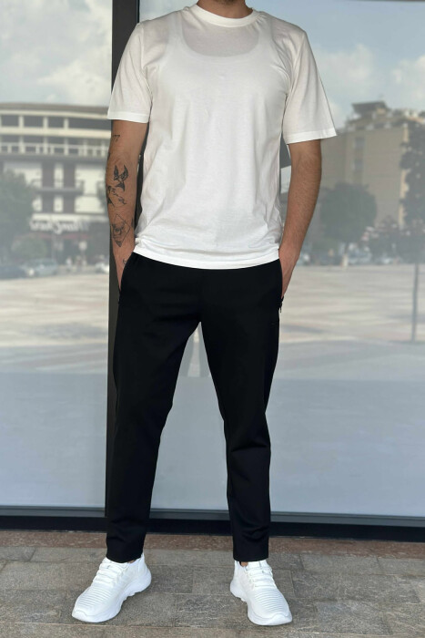 TUTA NJË NGJYRËSHE ME XHEPA ME ZINXHIR PËR MESHKUJ NË NGJYRË TË ZEZË - KLAUDIO FASHION