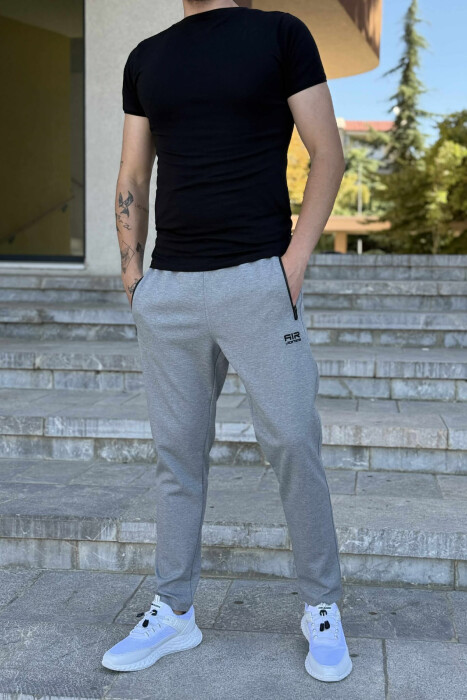 ZIPPER POCKETS ONE COLOR MEN SWEATPANTS LIGHT GREY/GZ 