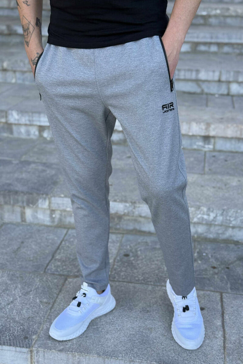 ZIPPER POCKETS ONE COLOR MEN SWEATPANTS LIGHT GREY/GZ - 4