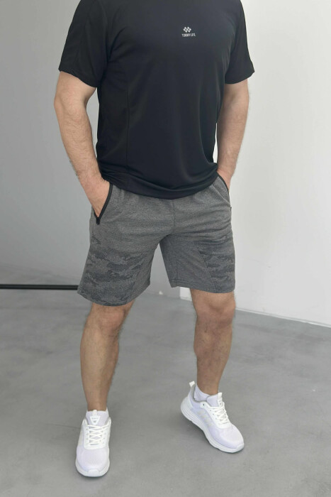 ZIPPER POCKETS SIMPLE MEN SHORT SWEATPANTS DARK GREY/GEE - 3