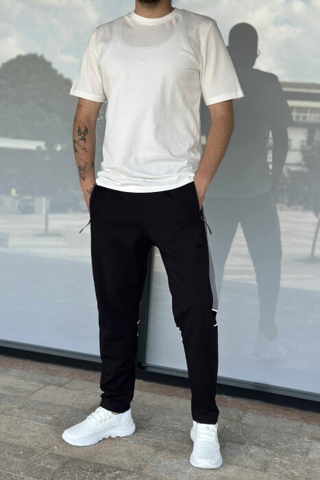 ZIPPER POCKETS SIMPLE MEN SWEATPANTS BLACK/ E ZEZE - 1