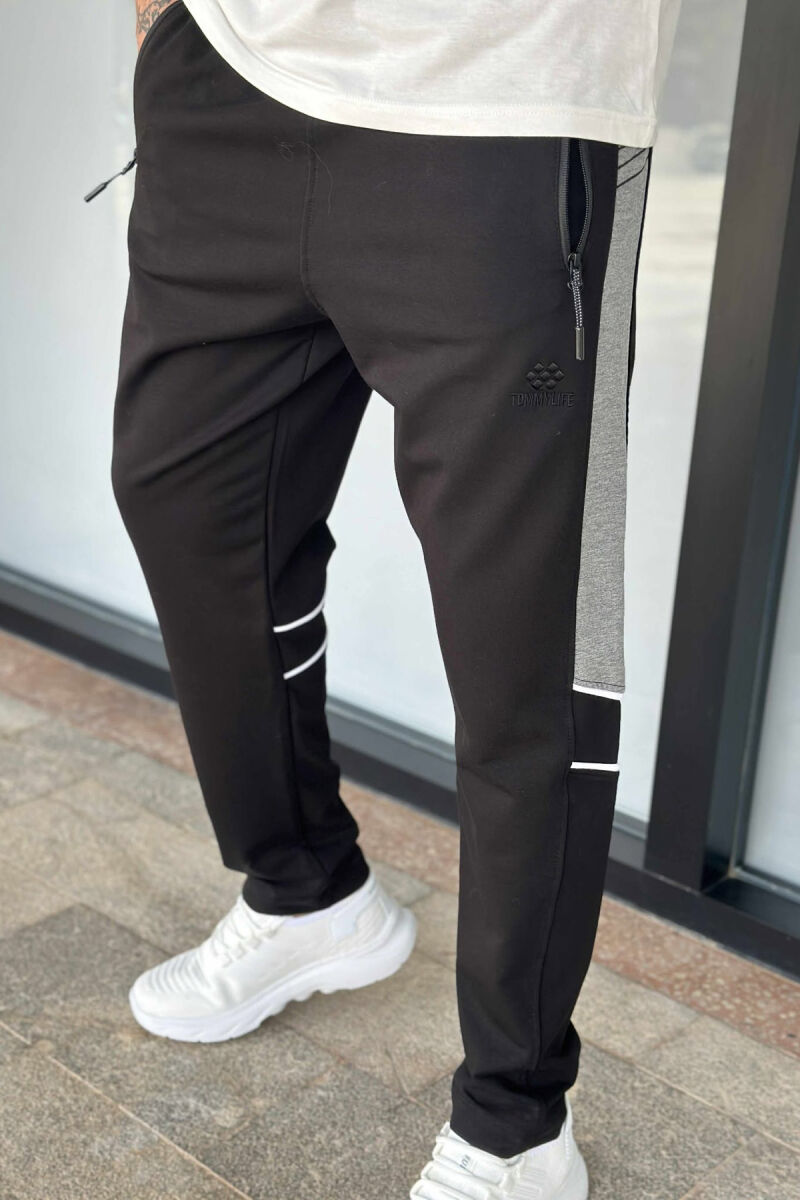 ZIPPER POCKETS SIMPLE MEN SWEATPANTS BLACK/ E ZEZE - 2