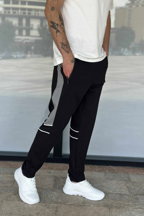 ZIPPER POCKETS SIMPLE MEN SWEATPANTS BLACK/ E ZEZE - 4