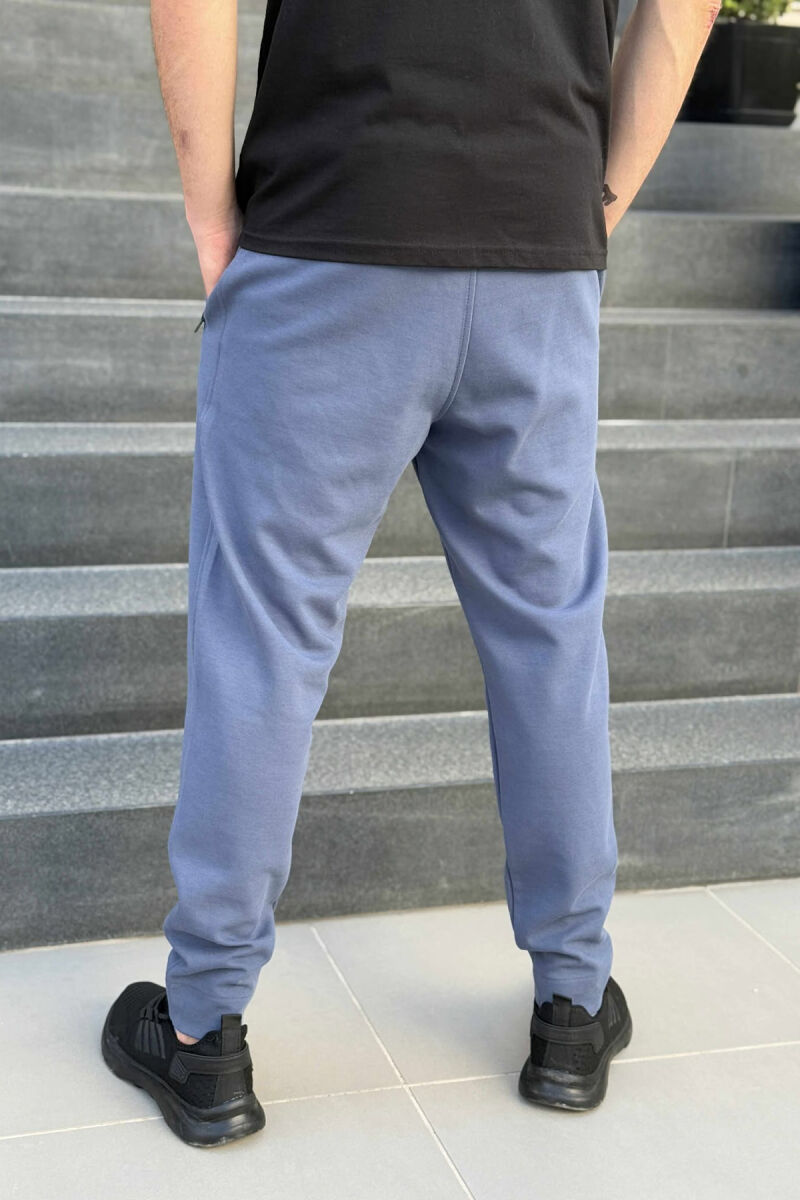 ZIPPER POCKETS SMALL LOGO MEN SWEATPANTS BLUE/BLU - 4