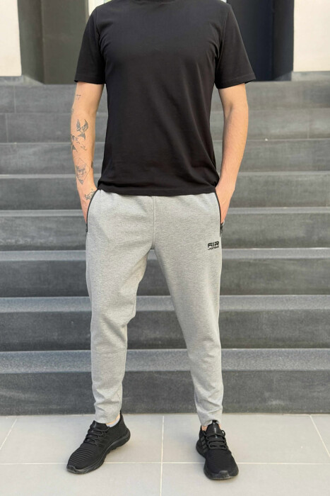 ZIPPER POCKETS SMALL LOGO MEN SWEATPANTS GREY/GRI - 2