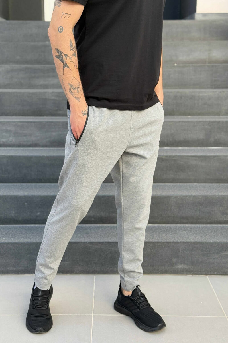 ZIPPER POCKETS SMALL LOGO MEN SWEATPANTS GREY/GRI - 3