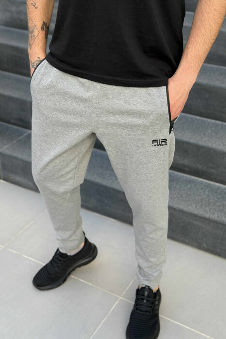 ZIPPER POCKETS SMALL LOGO MEN SWEATPANTS GREY/GRI - 1