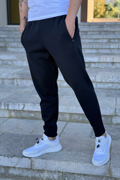 ZIPPER POCKETS SMALL LOGO MEN SWEATPANTS MIDNIGHT BLUE/BLU MESNATE - 4