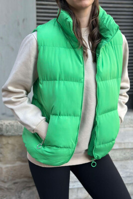 ZIPPER POCKETS WOMEN VEST GREEN/JESHILE 