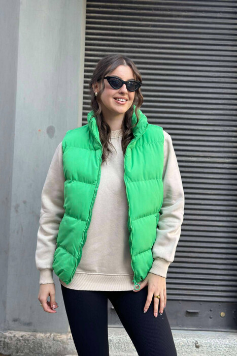 ZIPPER POCKETS WOMEN VEST GREEN/JESHILE - 5