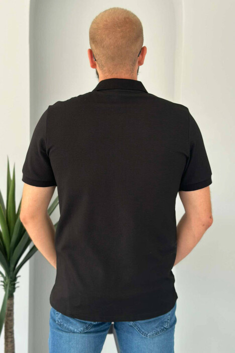 ZIPPER POLO NECK MEN T-SHIRT BLACK/ E ZEZE - 4