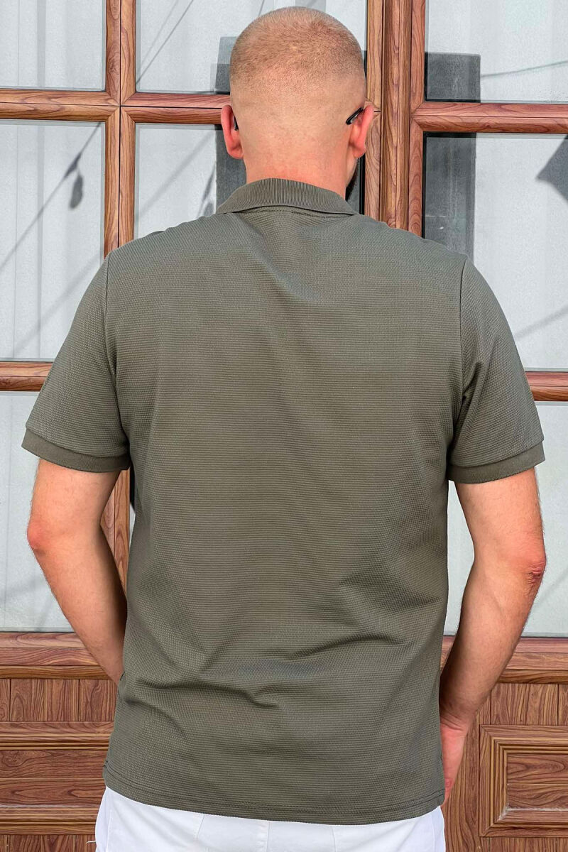 ZIPPER POLO NECK MEN T-SHIRT GREEN/JESHILE - 3