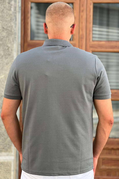 ZIPPER POLO NECK MEN T-SHIRT GREY/GRI - 2