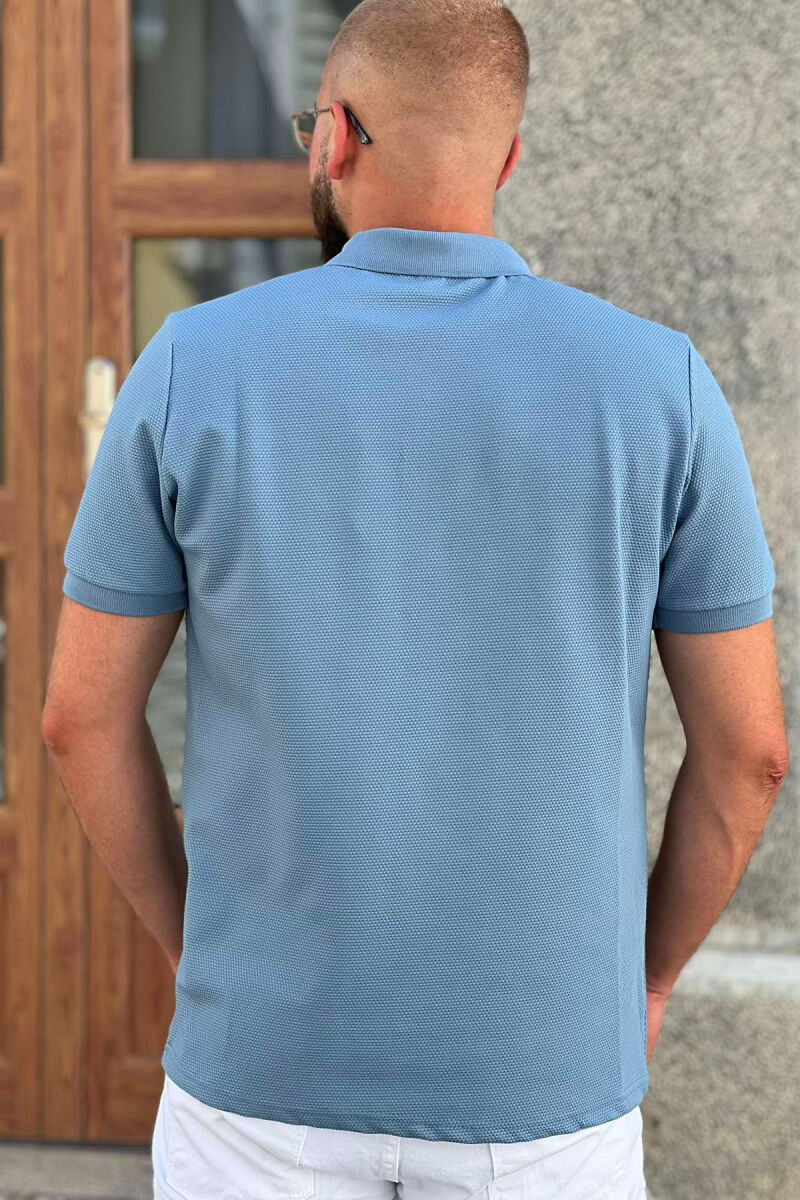 ZIPPER POLO NECK MEN T-SHIRT LIGHTBLUE/BZ - 2