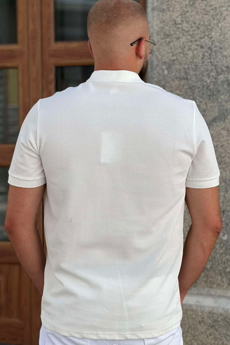 ZIPPER POLO NECK MEN T-SHIRT WHITE-E BARDHE - 3